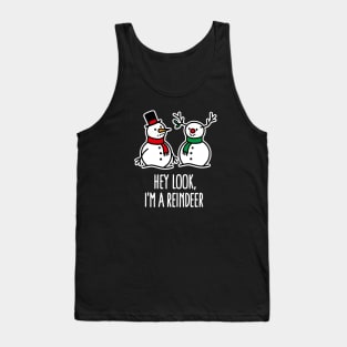 Hey look I'm a reindeer Funny XMAS snowman Rudolph Tank Top